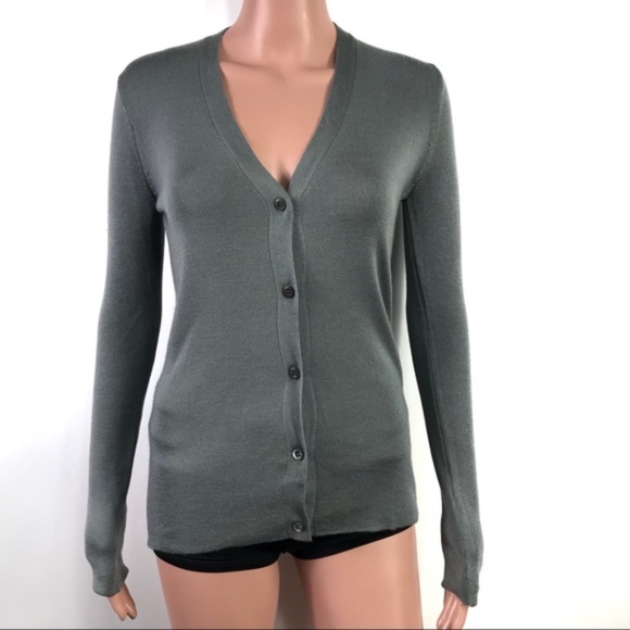 Prada Sweaters - Prada Made in Italy Wool Blend Gray Cardigan Large
